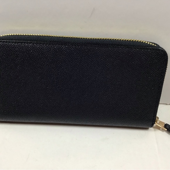Coach Crossgrain Leather Accordion Zip Around Wallet F54007 Midnight Blue - Picture 3 of 7